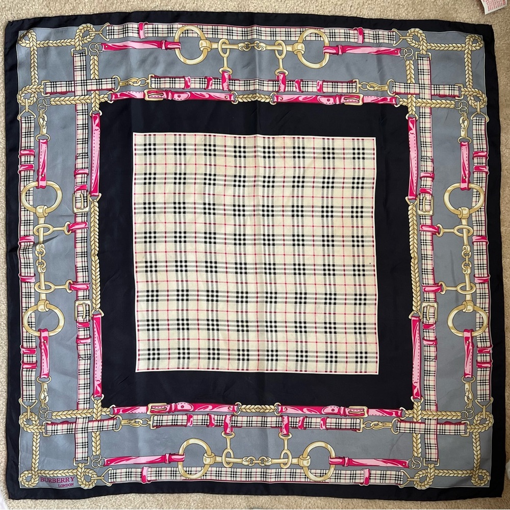 Burberry Gray and Gold Rope Print Scarf